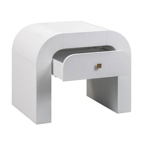 TOV Furniture Hump 26" Arched Nightstand with Soft-Close Drawer for Modern Storage and Elegant Bedroom Style White TOV-B44074