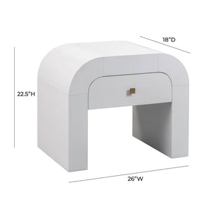 TOV Furniture Hump 26" Arched Nightstand with Soft-Close Drawer for Modern Storage and Elegant Bedroom Style White TOV-B44074