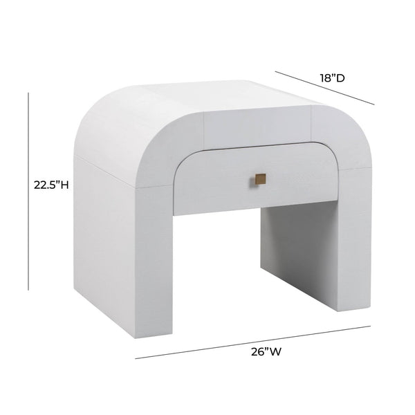 TOV Furniture Hump 26" Arched Nightstand with Soft-Close Drawer for Modern Storage and Elegant Bedroom Style White TOV-B44074