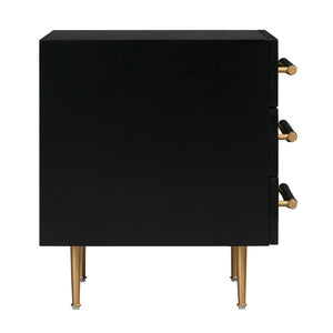 TOV Furniture Trident 28" Modern Nightstand with Soft-Close Drawers and Vegan-Leather Handles for Stylish Storage Black TOV-B44075