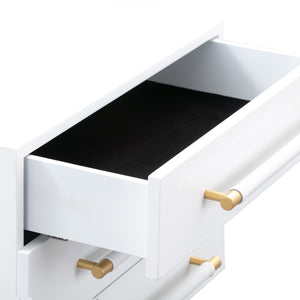 TOV Furniture Trident 28" Modern Nightstand with Soft-Close Drawers and Vegan-Leather Handles for Stylish Storage White TOV-B44076