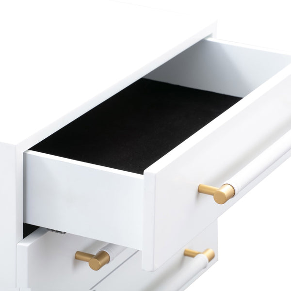 TOV Furniture Trident 28" Modern Nightstand with Soft-Close Drawers and Vegan-Leather Handles for Stylish Storage White TOV-B44076