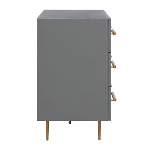 TOV Furniture Trident 62" 6-Drawer Dresser - Modern Minimalist Design with Brass Accents & Soft-Close Storage Drawers Grey TOV-B44094