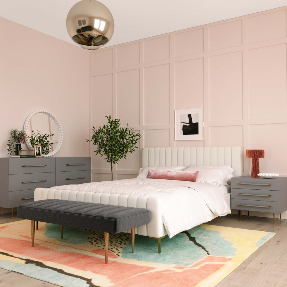 TOV Furniture Trident 62" 6-Drawer Dresser - Modern Minimalist Design with Brass Accents & Soft-Close Storage Drawers Grey TOV-B44094