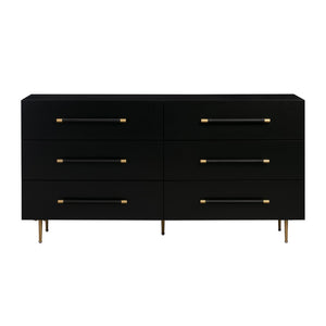 TOV Furniture Trident 62" 6-Drawer Dresser - Modern Minimalist Design with Brass Accents & Soft-Close Storage Drawers Black TOV-B44096
