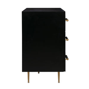 TOV Furniture Trident 62" 6-Drawer Dresser - Modern Minimalist Design with Brass Accents & Soft-Close Storage Drawers Black TOV-B44096