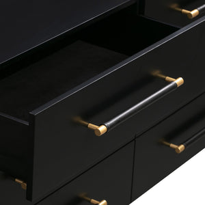 TOV Furniture Trident 62" 6-Drawer Dresser - Modern Minimalist Design with Brass Accents & Soft-Close Storage Drawers Black TOV-B44096