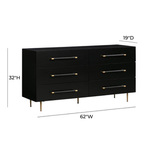 TOV Furniture Trident 62" 6-Drawer Dresser - Modern Minimalist Design with Brass Accents & Soft-Close Storage Drawers Black TOV-B44096