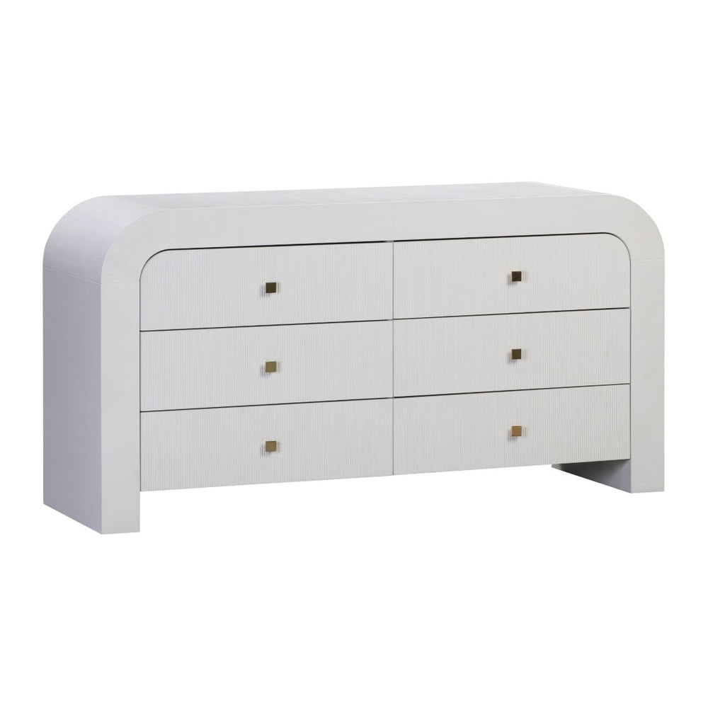TOV Furniture Hump 62" Arched 6-Drawer Dresser with Soft-Close Drawers and Handmade Acacia-Inspired Design White TOV-B44097