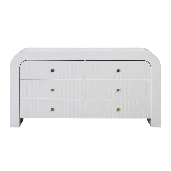 TOV Furniture Hump 62" Arched 6-Drawer Dresser with Soft-Close Drawers and Handmade Acacia-Inspired Design White TOV-B44097