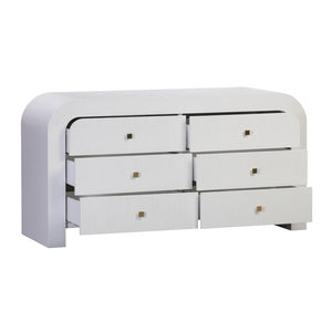 TOV Furniture Hump 62" Arched 6-Drawer Dresser with Soft-Close Drawers and Handmade Acacia-Inspired Design White TOV-B44097