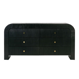 TOV Furniture Hump 62" Arched 6-Drawer Dresser with Soft-Close Drawers and Handmade Acacia-Inspired Design Black TOV-B44098