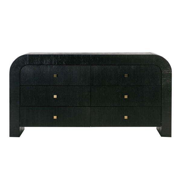 TOV Furniture Hump 62" Arched 6-Drawer Dresser with Soft-Close Drawers and Handmade Acacia-Inspired Design Black TOV-B44098