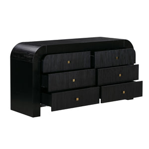 TOV Furniture Hump 62" Arched 6-Drawer Dresser with Soft-Close Drawers and Handmade Acacia-Inspired Design Black TOV-B44098