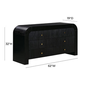 TOV Furniture Hump 62" Arched 6-Drawer Dresser with Soft-Close Drawers and Handmade Acacia-Inspired Design Black TOV-B44098