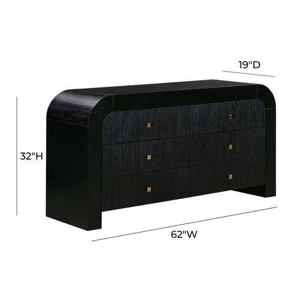 TOV Furniture Hump 62" Arched 6-Drawer Dresser with Soft-Close Drawers and Handmade Acacia-Inspired Design Black TOV-B44098