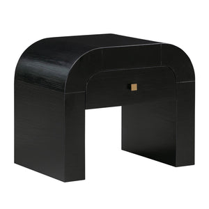 TOV Furniture Hump 26" Arched Nightstand with Soft-Close Drawer for Modern Storage and Elegant Bedroom Style Black TOV-B44100
