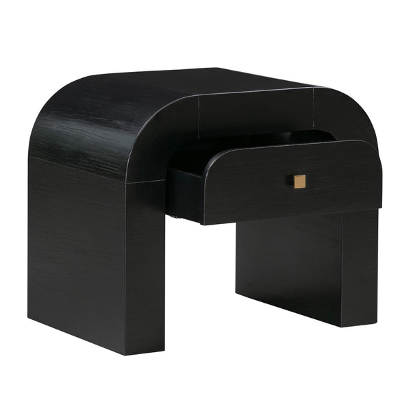 TOV Furniture Hump 26" Arched Nightstand with Soft-Close Drawer for Modern Storage and Elegant Bedroom Style Black TOV-B44100