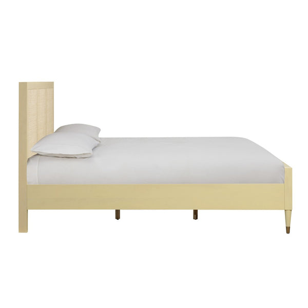 TOV Furniture Sierra Wood & Rattan Bed: Modern-Boho Elegance with Handwoven Cane and Brass Accents for Your Bedroom Buttermilk / Queen TOV-B44103