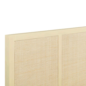 TOV Furniture Sierra Wood & Rattan Bed: Modern-Boho Elegance with Handwoven Cane and Brass Accents for Your Bedroom Buttermilk / Queen TOV-B44103