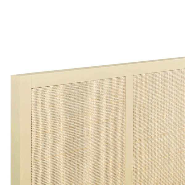 TOV Furniture Sierra Wood & Rattan Bed: Modern-Boho Elegance with Handwoven Cane and Brass Accents for Your Bedroom Buttermilk / Queen TOV-B44103