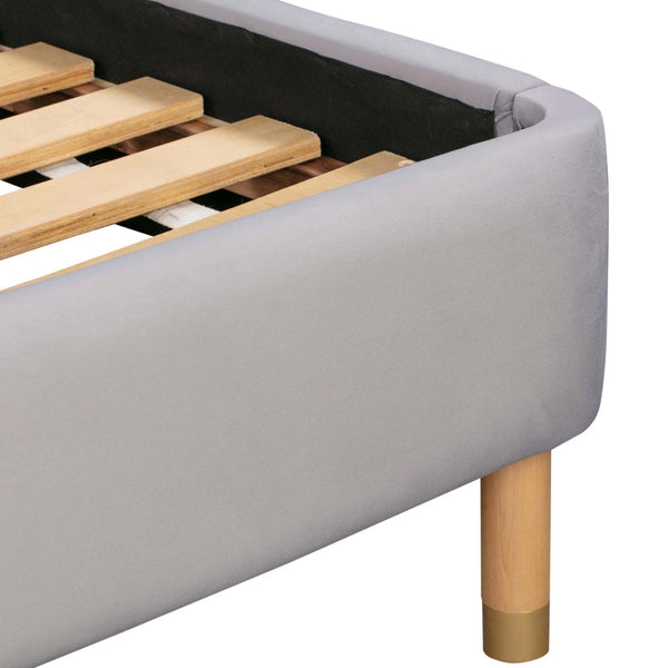 TOV Furniture Kavali Velvet and Cane Bed – Retro Elegance Meets Modern Comfort for a Stylish Bedroom Retreat Grey / King TOV-B44121