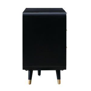 TOV Furniture Christine 62" Black 6-Drawer Dresser – Mid-Century Charm with Cane Accents & Soft-Close Drawers TOV-B44133