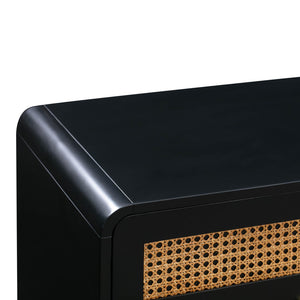 TOV Furniture Christine 62" Black 6-Drawer Dresser – Mid-Century Charm with Cane Accents & Soft-Close Drawers TOV-B44133
