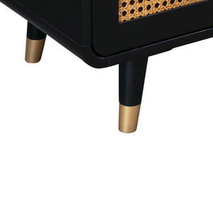 TOV Furniture Christine 62" Black 6-Drawer Dresser – Mid-Century Charm with Cane Accents & Soft-Close Drawers TOV-B44133