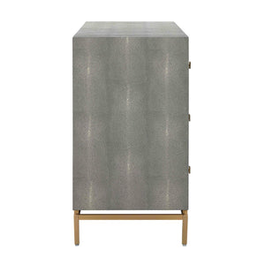 TOV Furniture Pesce 57" Artisan Shagreen Dresser with 6 Drawers, Brass Accents, and Felt-Lined Interiors for Elegance Grey TOV-B44147