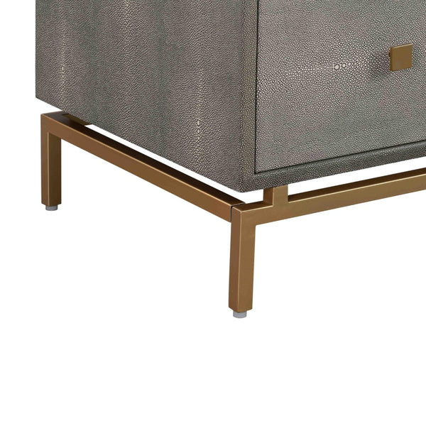 TOV Furniture Pesce 57" Artisan Shagreen Dresser with 6 Drawers, Brass Accents, and Felt-Lined Interiors for Elegance Grey TOV-B44147