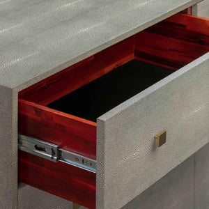 TOV Furniture Pesce 57" Artisan Shagreen Dresser with 6 Drawers, Brass Accents, and Felt-Lined Interiors for Elegance Grey TOV-B44147