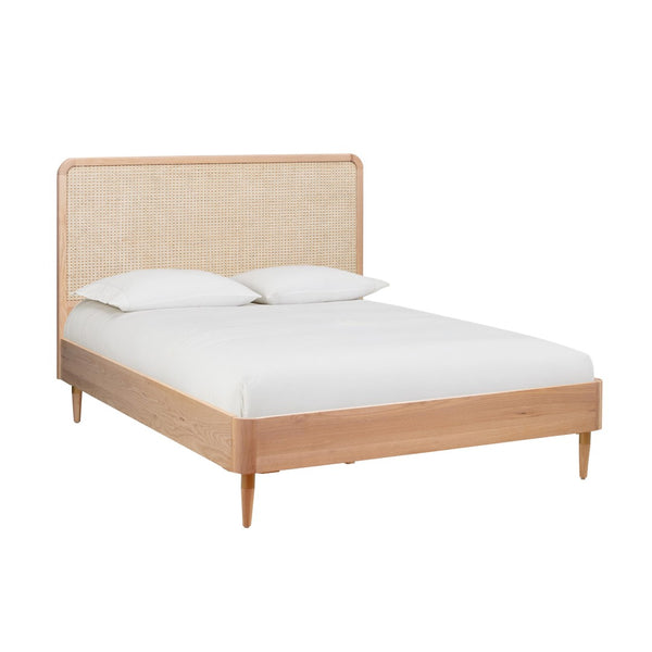 TOV Furniture Carmen Natural Ash and Cane Bed – Elegant, Minimalist Design with Durable Support and Unique Texture Queen TOV-B44158