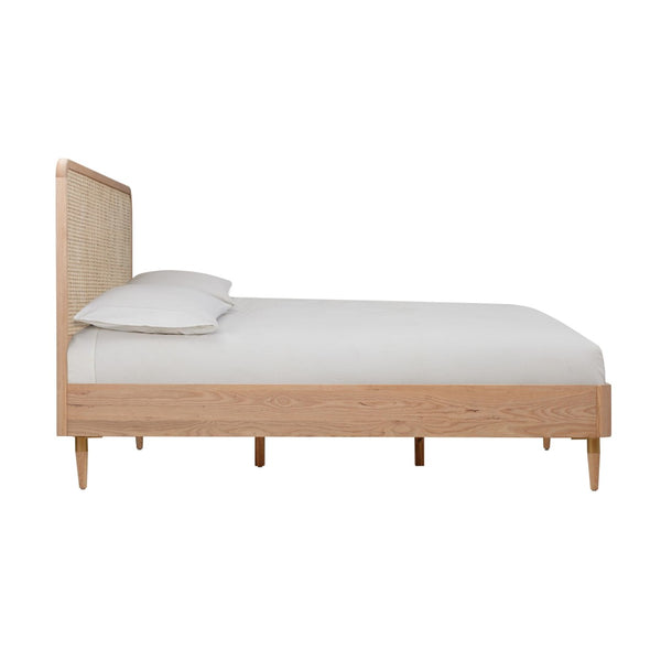 TOV Furniture Carmen Natural Ash and Cane Bed – Elegant, Minimalist Design with Durable Support and Unique Texture Queen TOV-B44158