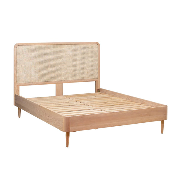 TOV Furniture Carmen Natural Ash and Cane Bed – Elegant, Minimalist Design with Durable Support and Unique Texture Queen TOV-B44158