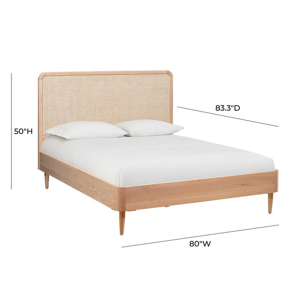 TOV Furniture Carmen Natural Ash and Cane Bed – Elegant, Minimalist Design with Durable Support and Unique Texture King TOV-B44159