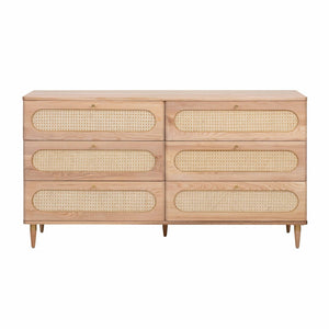 TOV Furniture Carmen 63" Elegant Natural Ash Dresser with Handwoven Cane Accents and Ample Storage Solutions TOV-B44160