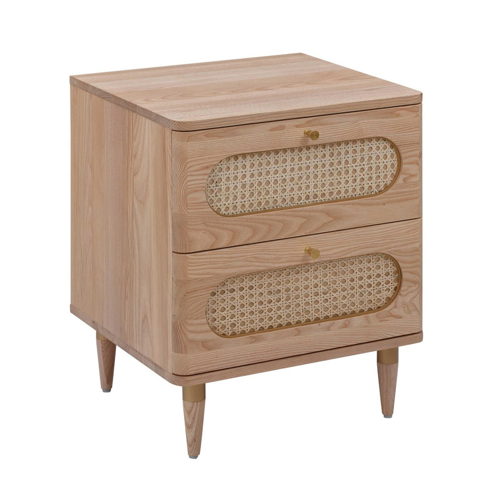 TOV Furniture Carmen 19" Natural Ash Nightstand with Cane Detail – Compact, Stylish, and Functional Storage Solution TOV-B44161