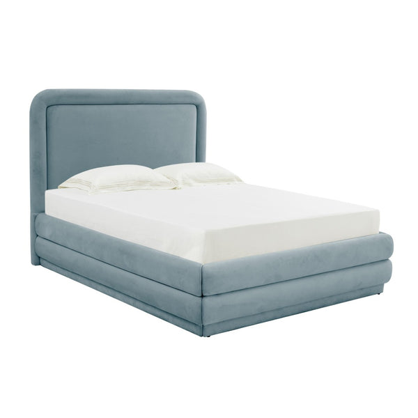 TOV Furniture Briella Velvet Bed: Luxurious Upholstered Elegance with Sturdy Frame for Modern Bedroom Comfort Bluestone / King TOV-B44212