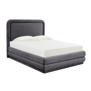 TOV Furniture Briella Velvet Bed: Luxurious Upholstered Elegance with Sturdy Frame for Modern Bedroom Comfort Dark Grey / Queen TOV-B44215