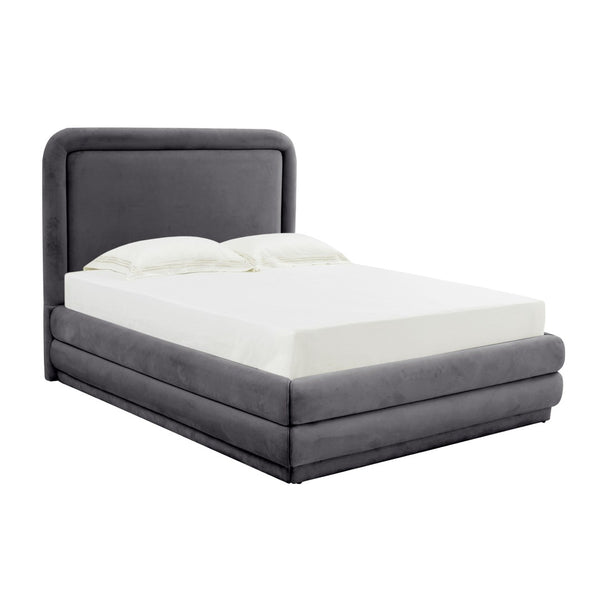 TOV Furniture Briella Velvet Bed: Luxurious Upholstered Elegance with Sturdy Frame for Modern Bedroom Comfort Dark Grey / Queen TOV-B44215
