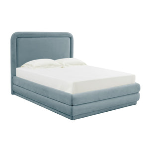 TOV Furniture Briella Velvet Bed: Luxurious Upholstered Elegance with Sturdy Frame for Modern Bedroom Comfort Bluestone / Full TOV-B44217
