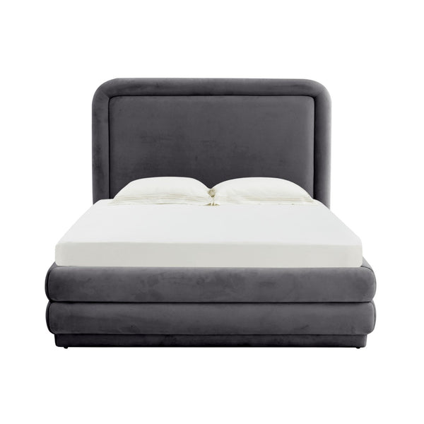 TOV Furniture Briella Velvet Bed: Luxurious Upholstered Elegance with Sturdy Frame for Modern Bedroom Comfort Dark Grey / Full TOV-B44218