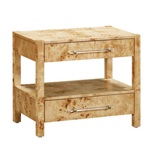 TOV Furniture Brandyss 26" Burl 2-Drawer Nightstand - Elegant Storage Solution with Rustic Brass Accents for Bedrooms Natural TOV-B54189