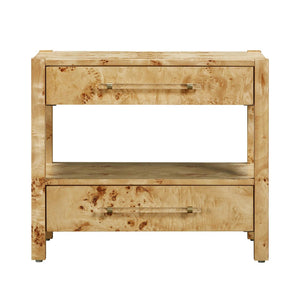 TOV Furniture Brandyss 26" Burl 2-Drawer Nightstand - Elegant Storage Solution with Rustic Brass Accents for Bedrooms Natural TOV-B54189