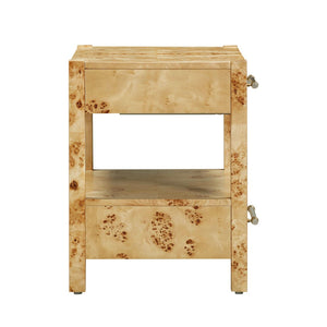 TOV Furniture Brandyss 26" Burl 2-Drawer Nightstand - Elegant Storage Solution with Rustic Brass Accents for Bedrooms Natural TOV-B54189