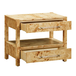 TOV Furniture Brandyss 26" Burl 2-Drawer Nightstand - Elegant Storage Solution with Rustic Brass Accents for Bedrooms Natural TOV-B54189