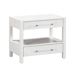 TOV Furniture Brandyss 26" Burl 2-Drawer Nightstand - Elegant Storage Solution with Rustic Brass Accents for Bedrooms White TOV-B54190