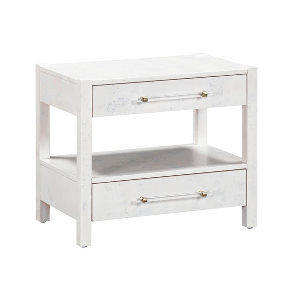 TOV Furniture Brandyss 26" Burl 2-Drawer Nightstand - Elegant Storage Solution with Rustic Brass Accents for Bedrooms White TOV-B54190