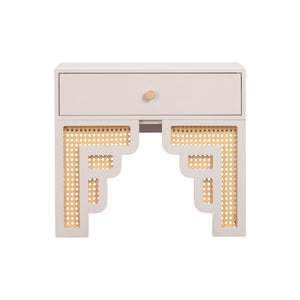 TOV Furniture Suzie 26" Art Moderne Rattan Nightstand with Soft-Close Drawer – Glamorous Accent for Any Room Cream TOV-B54203